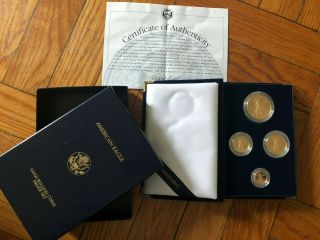 1996 American Eagle Gold Bullion 4 Coin Proof Set Og Box &