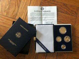 1989 American Eagle Gold Bullion 4 Coin Proof Set Og Box &