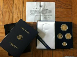 1992 American Eagle Gold Bullion 4 Coin Proof Set Og Box &