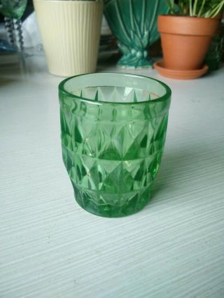 Jeannette Glass 5 Ounce Green Windsor 3 1/8 " Flat Tumbler Uranium -