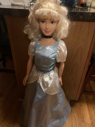 2003 Disney Cinderella 36” Tall Playmates Doll W/ Full Gown & Shoes