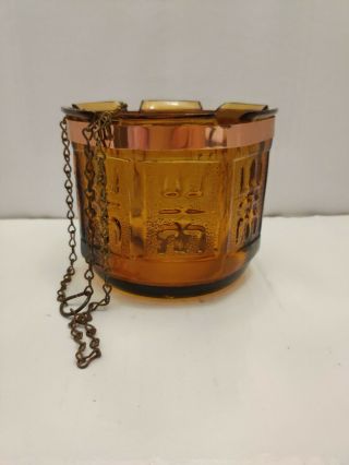 Vintage Princess House Amber Glass Hanging Candle Or Plant Decor From The 1970s
