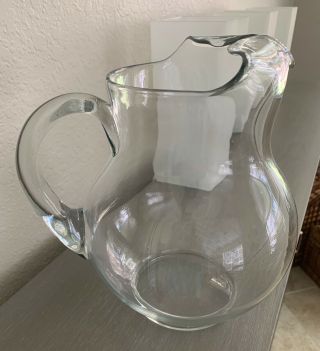 Clear Glass Crystal Water Pitcher With Ice Lip 96 Oz 9 " Tall