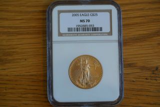 2005 $25 Gold American Eagle Ngc Ms - 70 1/2 Ounce Gold