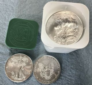 2008 $1 American Eagle Roll Of 20 1 Oz.  999 Fine Silver Bu Coins