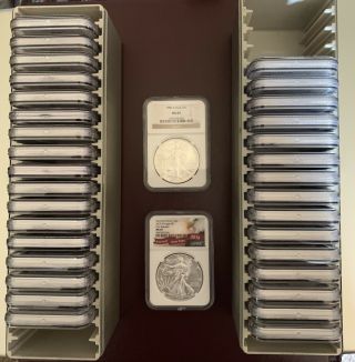 1986 - 2019 Complete 34 Coin American Silver Eagle Set Ngc Ms 69