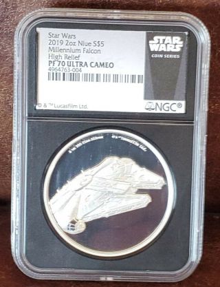 2019 Star Wars Niue Ngc Pf 70 2oz Silver $5 " Millennium Falcon " Ultra Cameo