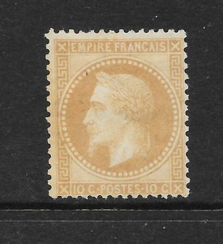 France 1869 10c Bistre Napoleon Laureated Type B Vf Hinged Sg 113a Cv £375