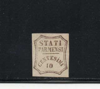1859 Italy Parma Sa 14d,  10c Bruno,  Cv $3650.  00,  Rarity
