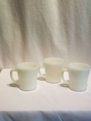 Set of 3 - Vintage White Anchor Hocking Fire King D - Handle Coffee Cups / Mugs 2