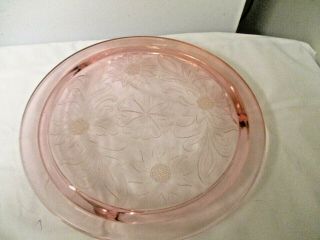 Jeannette Pink Depression Glass 3 Toed Sunflower 10 " Cake Plate Or Stand