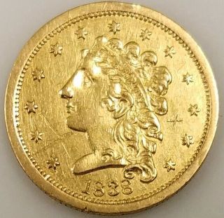 1838 $2.  50 Classic Head Gold Piece,  No Motto Variety