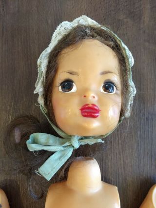 Vintage Terry Lee Doll Brown hair green dress For Repair or Parts needs Restrung 3