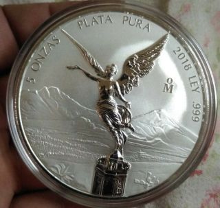 2018 Mexico 5oz Silver Libertad Reverse Proof Coin.  999 Fine - Low Of 2,  100