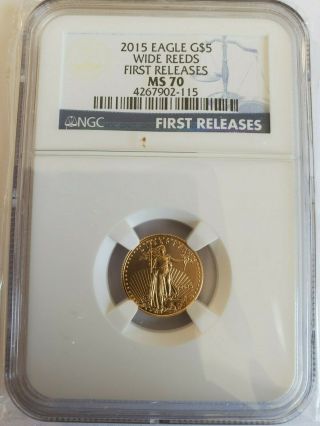 2015 Early Releases Wide Reeds $5 Dollar 1/10 Oz American Gold Eagle Ngc Ms 70