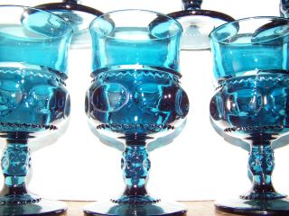 Vintage Indiana Wine Glass Smoke Blue Kings Crown Thumbprint 5.  5 " Wine Goblet X1