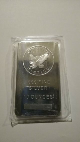10 Oz Sunshine Minting Bar 0.  999 Fine Silver