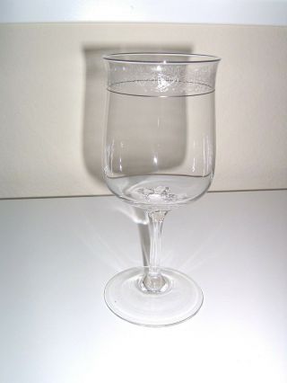 Lenox Moonspun Crystal Water Goblet Glass Etched Platinum Rim 7 1/8”