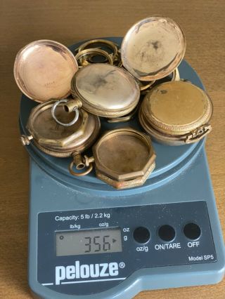 356 Grams Scrap Gold Filled Pocket Wrist Watch Cases 5,  10,  Year Most Have Wear