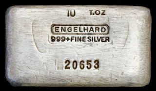 Engelhard 10 Oz Old Pour.  999 Fine Silver Bar W 5 Digit Serial 5th Series