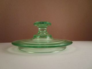 Vintage Green Glass Round Candy Dish Trinket Box Lid Only