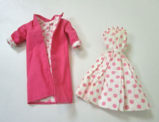 Vintage Barbie Clone Pink Polka Dot Strapless Dress & Coat Babs Lily Suzette