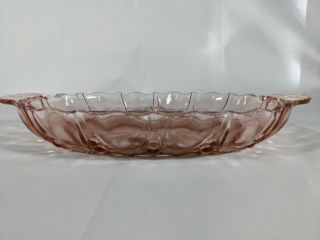 Vtg Anchor Hocking Oyster Pearl Pink Depression Glass Divided Oval Relish Dish 3