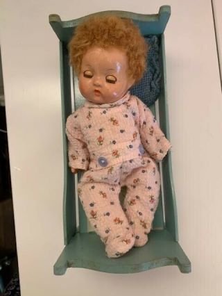 Vintage Effanbee 9 " Patsy Babyette Doll With Jointed Composition Body Sleep Eyes