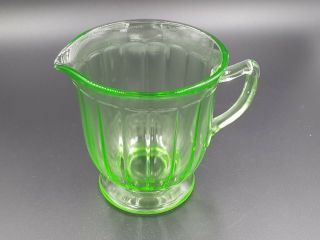 Vintage Depression Glass Green Vaseline Uranium Paneled Design Creamer Cup