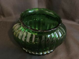 Vintage A.  L.  R.  Co Emerald Green Oval Glass Vase Planter 2