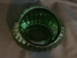 Vintage A.  L.  R.  Co Emerald Green Oval Glass Vase Planter 3