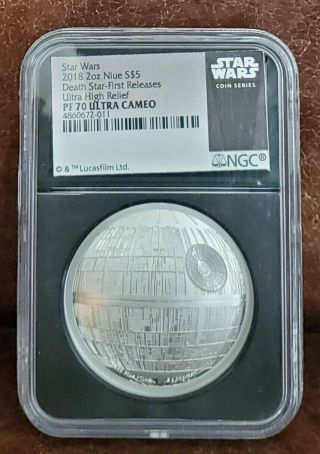 2018 Star Wars Niue Ngc Pf 70 High Relief 2oz $5 " Death Star " First Release