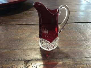Vintage Ruby Red Flash Glass Pitcher (1902)