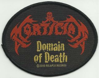 Mortician Domain Of Death Oval 2000 Woven Sew On Patch Official - No Longer Made