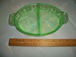 Vintage Green Depression Glass Divided Relish/candy/trinket Dish