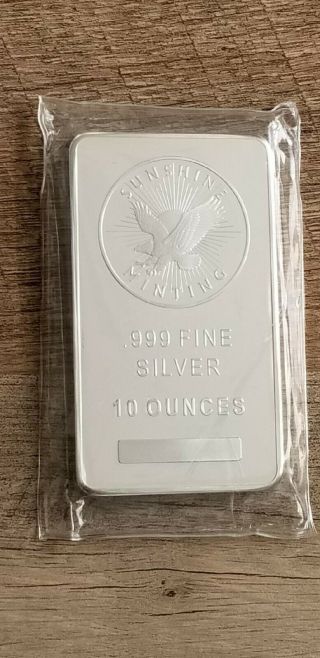 10 Oz Sunshine Minting Silver Bar.  999 Fine