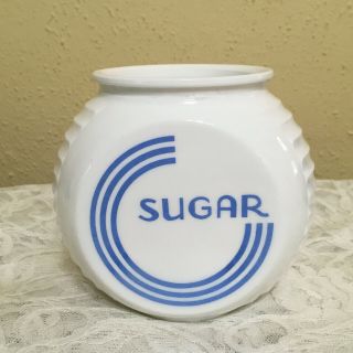 Vintage Anchor Hocking Vitrock Blue Circle Sugar Canister Jar No Lid