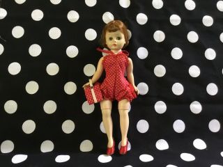 1950’s Madame Alexander Cissette Doll With Tagged Red Polka Dot Sunsuit,  Bag, 2