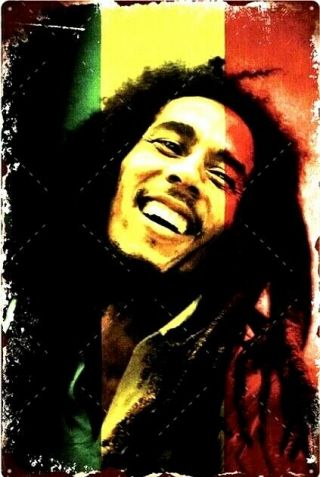 Bob Marley Rasta Jamaican Reggae Vintage Decor Homewall Tin Sign 20 X 30 Cm