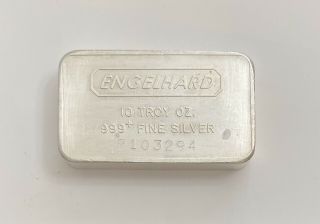 (1) Rare Vintage 10 Ounce Engelhard.  999,  Fine Silver Bar 10 Oz.  Poured Bar