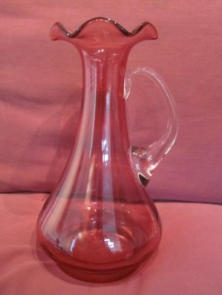 Piece Of Vintage Cranberry Glass Frilled Neck Vase