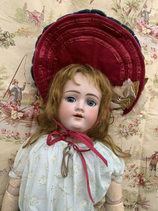 Antique Style Straw Hat For A German Or French Bisque Doll Fits