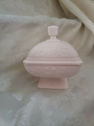 Vintage Light Pink Milk Glass? Pedestal Candy Dish