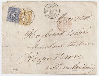 1873 Indo - China To France Cover,  Ceres / Sage Mixed Issues,  Rarity