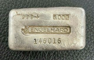 Rare Engelhard Canada Hand Poured 5 Oz.  999 Fine Silver Bar S/n 146016
