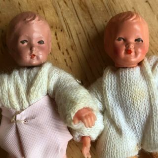 Caco Dollhouse Vintage 2 X " Baby " Doll 2 1/4 Inch,  Posable Cute