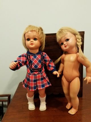 2 German Plastic Dolls Marked Wernicke 1 Flirty,  1 Sleep Eyes