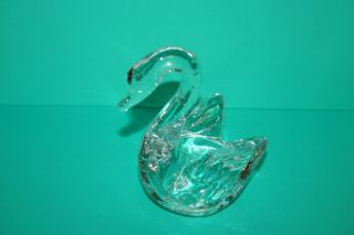 Vintage Clear Blown Art Glass Swan Figurine Paperweight Controlled Air Bubbles