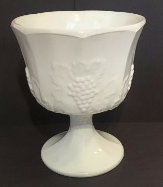 Vintage Large White Milk Glass Pedestal Bowl Fruit Candy Dish 6.  5” Tall