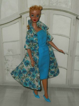 Vintage Barbie Clone Hm Turquoise Sheath Dress Floral Swing Coat Modern Heels